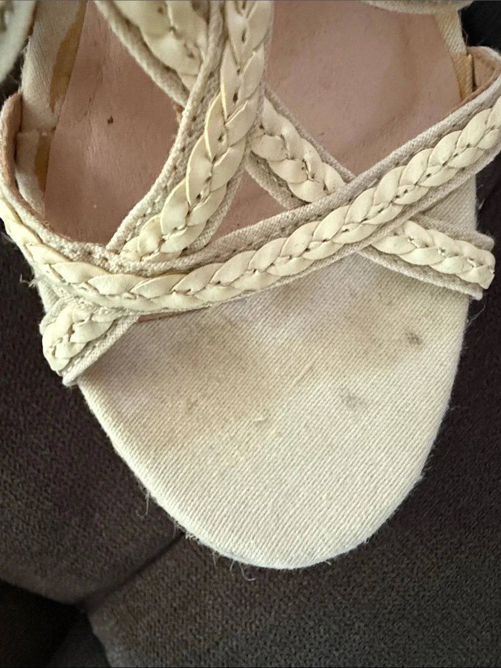 Chinese Laundry Cream Espadrille Wedge Sandals